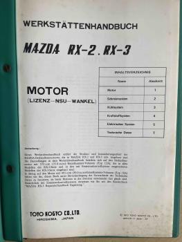 Mazda RX-2, RX-3 Werkstättenhandbuch Motoren, Stand 1973
