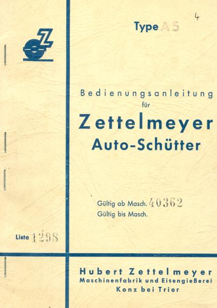 Zettelmeyer Autoschütter Bedienungsanleitung