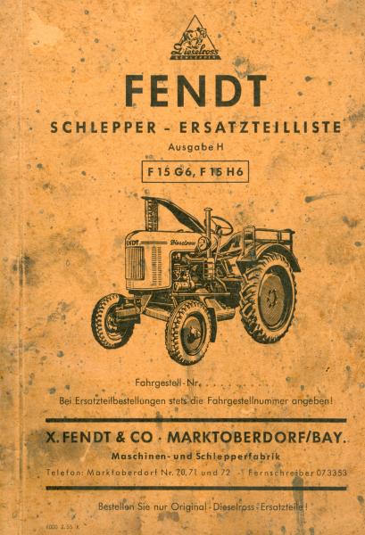 Fendt F 15 G6/H6 Schlepper-Ersatzteilliste