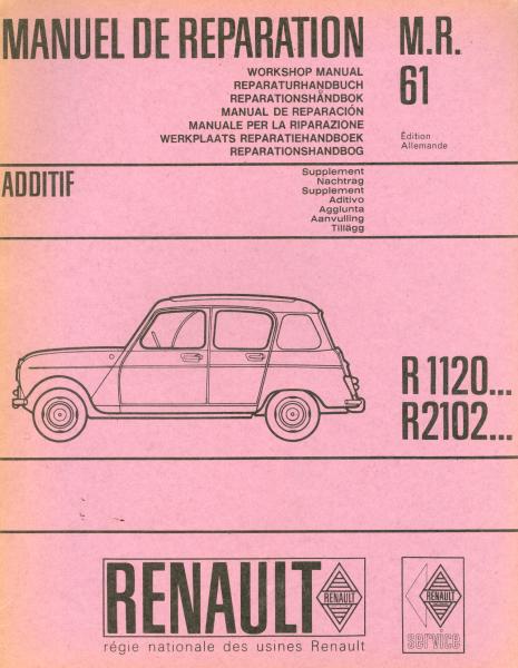 Renault R 1120/2102, erster Nachtrag zum Reparaturhandbuch  M.R. 61