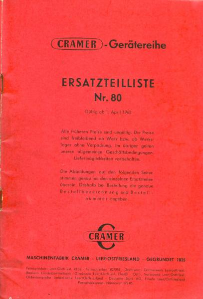 Cramer Gerätereihe, Ersatzteilliste Nr. 80