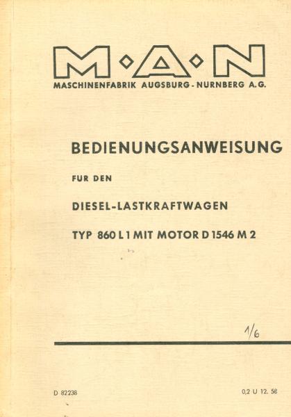 MAN 860 L 1 mit Motor D 1546 M2 Bedienungsanweisung