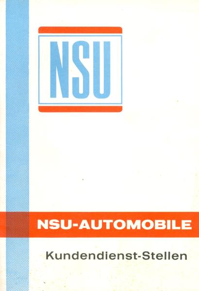 NSU-Automobile Verzeichnis Kundendienst-Stellen, original