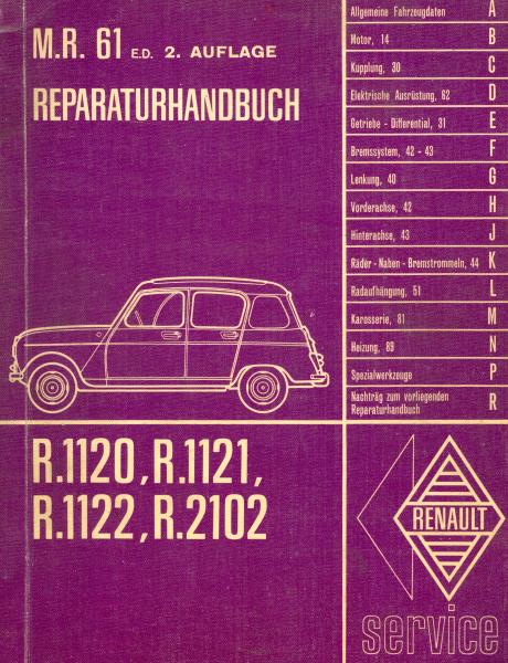 Renault R 4 Reparaturhandbuch M.R.61 für R 1120, 1121, 1122, 2102